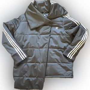 ADIDAS Tracktop Puffer Asymmetrical Jacket with High Neck - Black/White